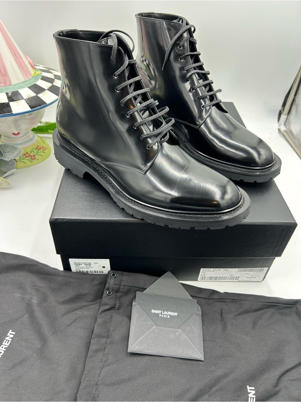 Men's Saint Laurent combat boots size 42 made in Italy NWT - Picture 12 of 12